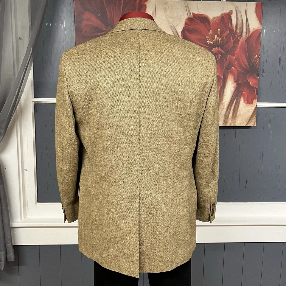 Vintage Chaps Ralph Lauren Sport Coat 3 Button Jacket Mens 41R Silk Wool Hopsack - Image 3 of 4