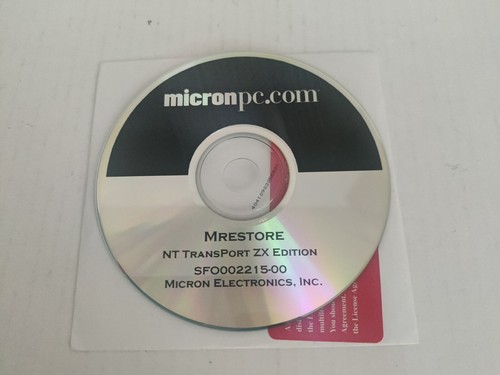 Micron PC MRestore NT Transport ZX Edition Laptop SFO002215-00 CD - Disc Only