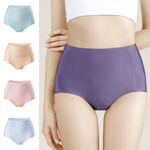 Women Ice Silk Control Panties Antibacterial Crotch Briefs Abdomen Shaper