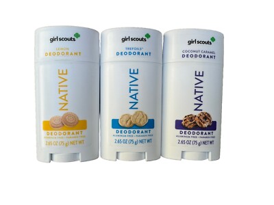 3X Native GIRL SCOUTS Deodorant without Aluminum and Parabens 3-Bars