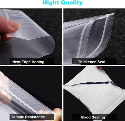 400 Pcs Small Plastic Ziplock Bags Clear Reclosable Mini Baggies, 4 Sizes - Picture 3 of 3