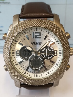 KENNETH COLE REACTION QUARTZ SILVER DIAL 10019068 MEN'S FULL WORKING  VINTAGE