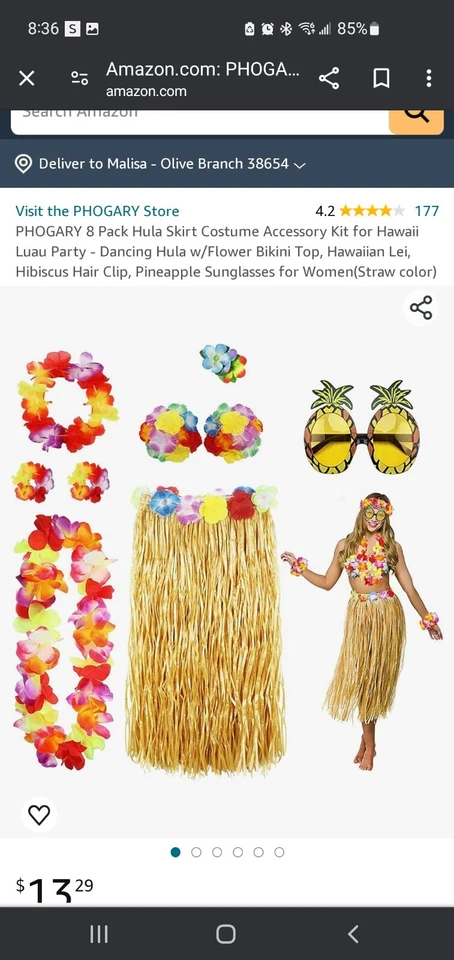 Disfraz Hula Niña Adulto Bailarina Hawaiana Halloween Vestido Elegante Foto 2 de 2