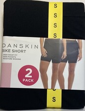 Danskin Women  s Bike Shorts 2-Pack Black Moisture Wicking Size S NEW