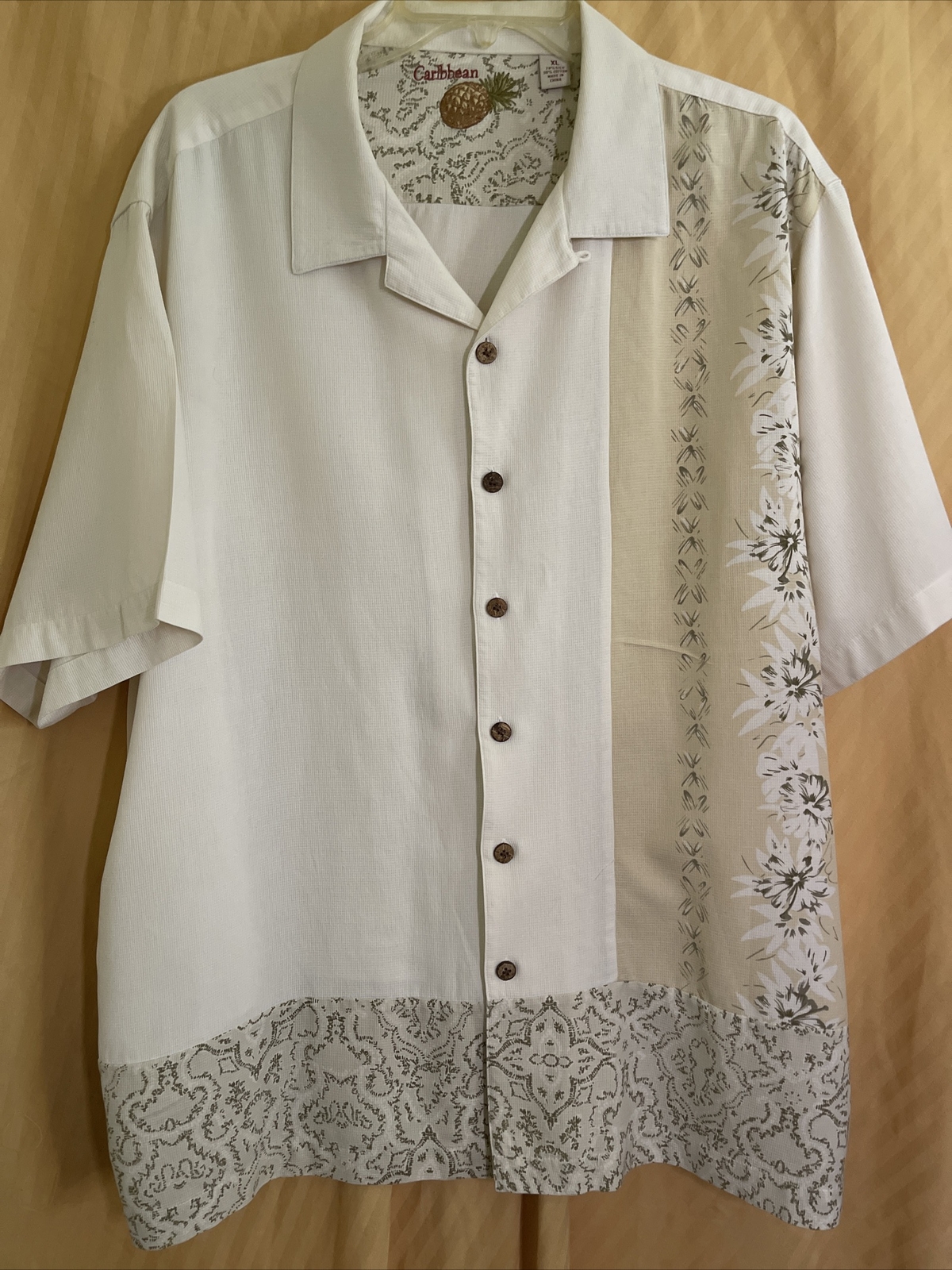 Caribbean Pineapple Men’s Tropical Silk/Cotton Shirt … Gem