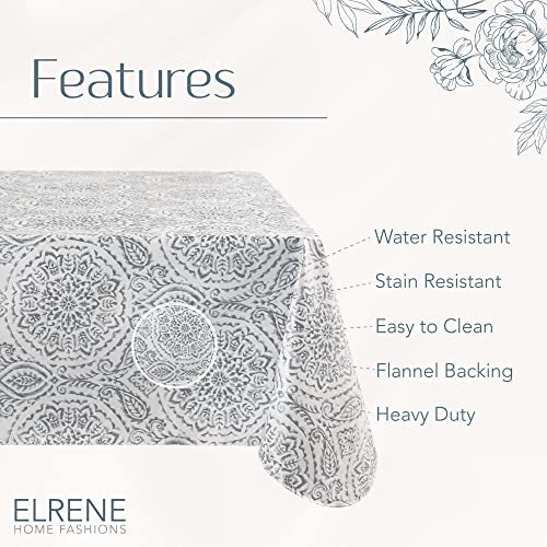 Home Fashions Savannah Boho Paisley Water- and Stain 60"x102" Rectangle Grey - Picture 4 of 7