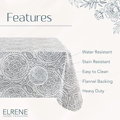 Home Fashions Savannah Boho Paisley Water- and Stain 60"x102" Rectangle Grey - Image 4 of 4