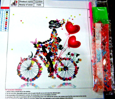 Girl On Bike 3D Round Diamond Cross Stitch Painting Kit - NIP (#320)