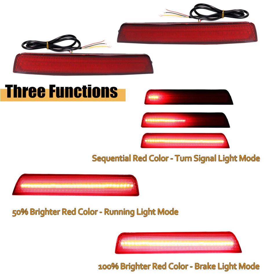 Luzes de freio traseiras sequenciais LED refletor traseiro vermelho Chevrolet Equinox para 10-17 - Imagem 2 de 4