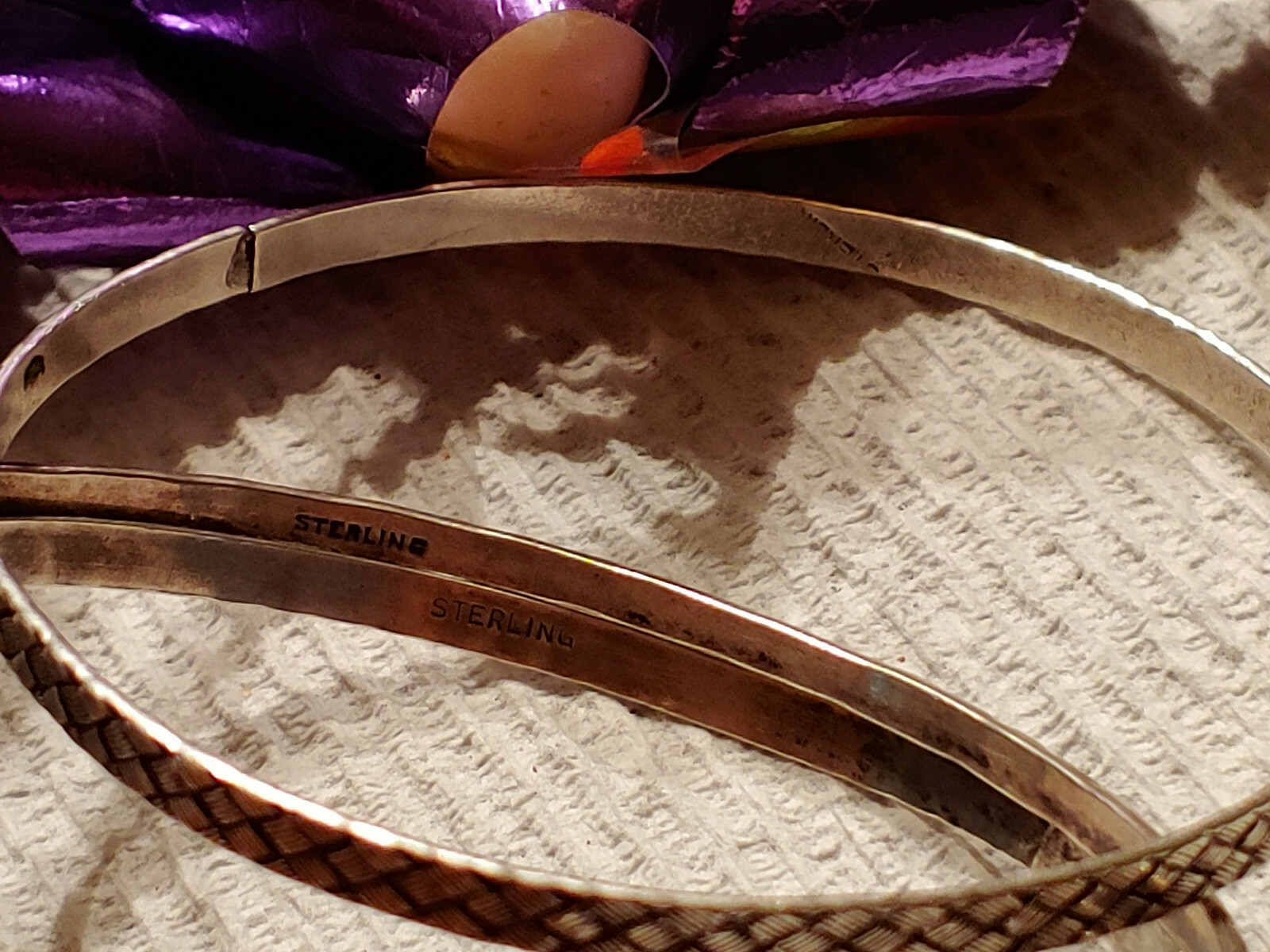 THREE Sterling Silver Patterned Etched Mix Match … - image 9