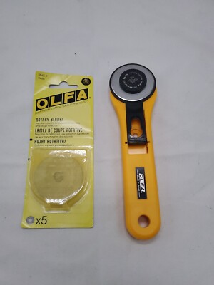 OLFA 45MM TUNGSTEN STEEL BLADE ROTARY CUTTER! With Replacement BLADES (X5)