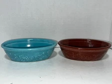 VTG TS&T Genuine Oven Serve Ware Blue Brown 6"x 4" Oval Baking Dish USA Lot 2