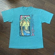 Vintage Florida T Shirt Single Stitch Tourist Tee Crew 80s 90s Palm Tree READ