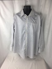 Men's NAUTICA White Strip Long Sleeve Button Up Shirt Size 18 34/35