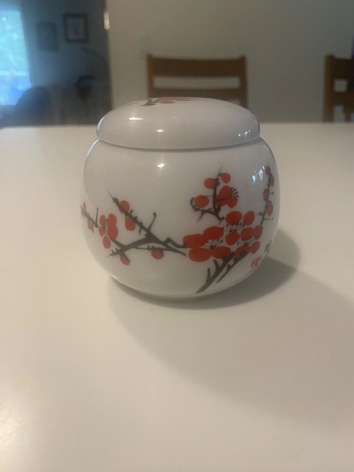 Ceramic Tea Coffee Spice Sugar Storage Jar with Airtight Lid, Cherry Blossoms