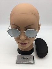 Sojos SJ1072 Silver Frame Sunglasses Hexagonal Mirrored Lens