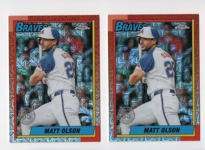 PAIR of 2025 Topps Series 1 Matt Olson #T90C-23 1990 Silver Pack Mojo Braves