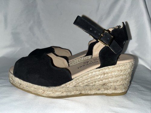 Eric Michael Black Suede Leather Espadrille Sandals US Size 6.5 M EU 37 - Picture 6 of 11