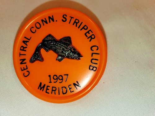 CHOICE of year CENTRAL CONN STRIPER fishing CLUB Meriden CT Pinback Badge pb - Picture 72 of 86