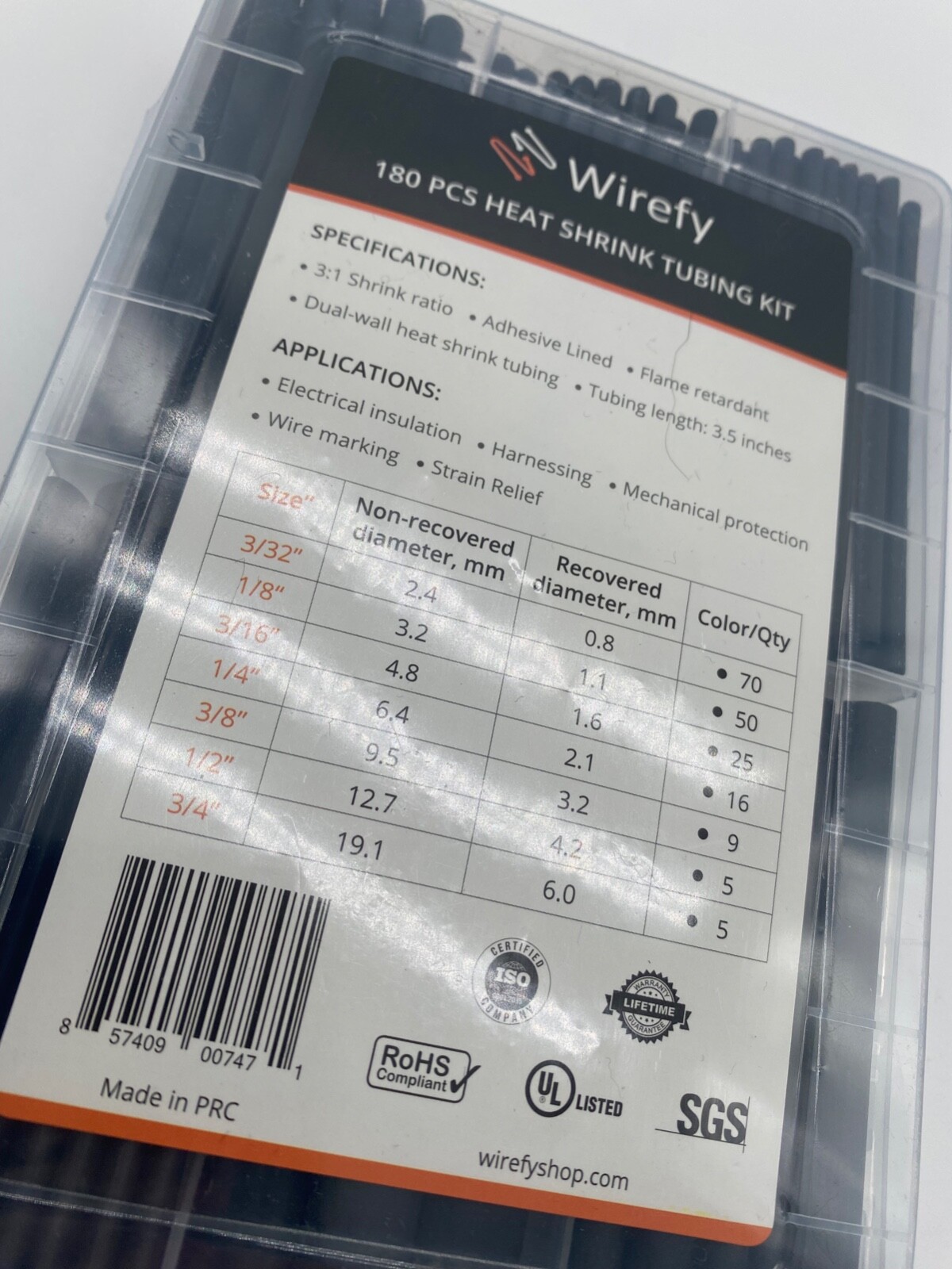 Wirefy 180 PCS Heat Shrink Tubing Kit 31 Dual Wall Tube w Adhesive