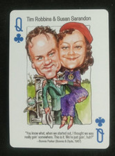2008 Politicards Playing Card Blue Back Tim Robbins Susan Sarandon Queen Clubs