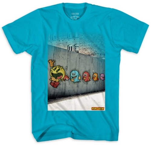 Boy's Pac-Man Graphics Blue T-Shirt 100% Cotton Breathable Comfort Video Game - Foto 1 di 2