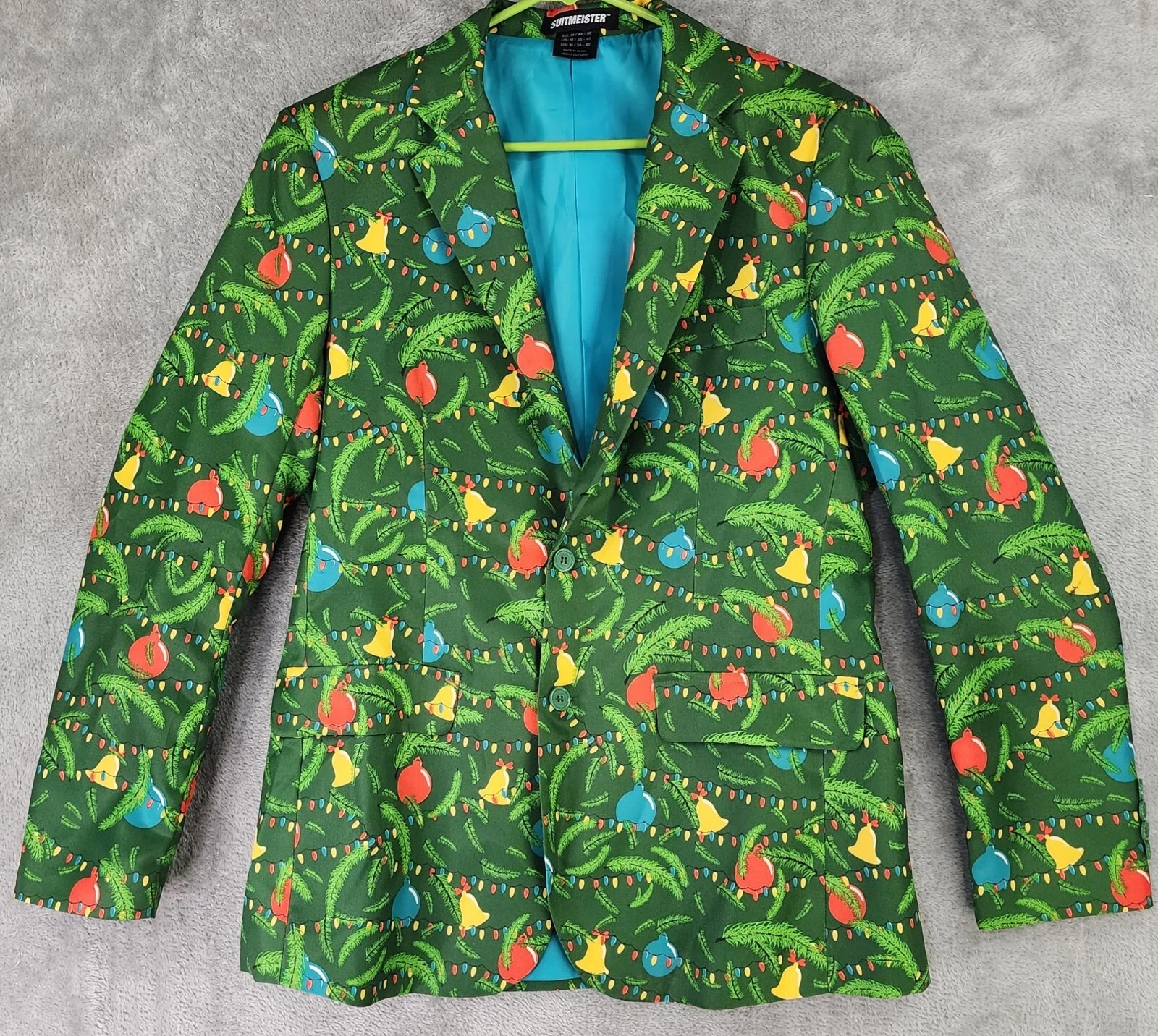 SuitMeister Jacket Mens Medium Green Two Button Long Sleeve Christmas Blazer image 1