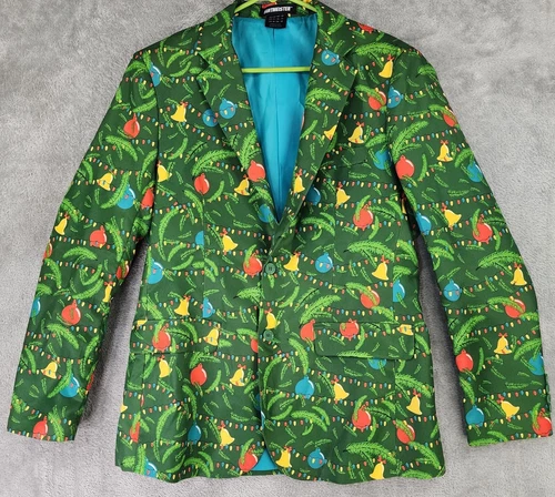 SuitMeister Jacket Mens Medium Green Two Button Long Sleeve Christmas Blazer - product listing photo
