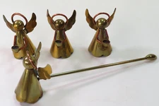 Miniature 2.25" Brass Angel Candle Stick Holders w/ Brass Angel Candle Snuffer