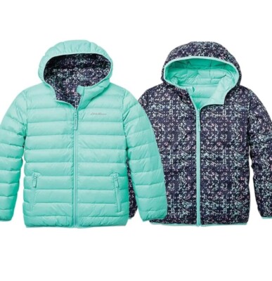 Raincoat Eddie Bauer Youth Reversible Down Jacket Boys Winter Coat