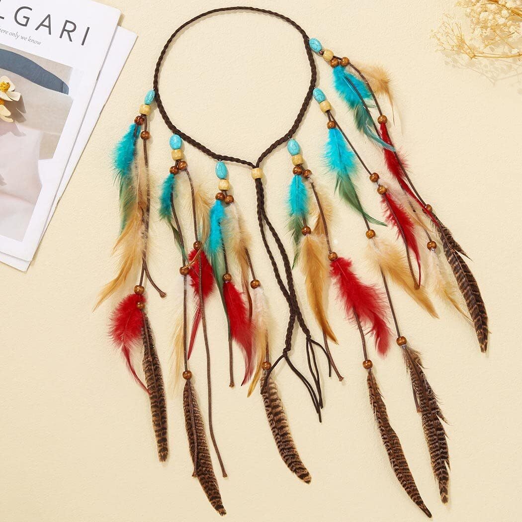 GORTIN Boho Feather Headband Hippie Headpiece Gypsy Costume  display picture 1