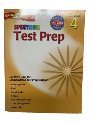 Spectrum Test Prep Workbook Grade 4 Homeschool Math Language Arts + Like New