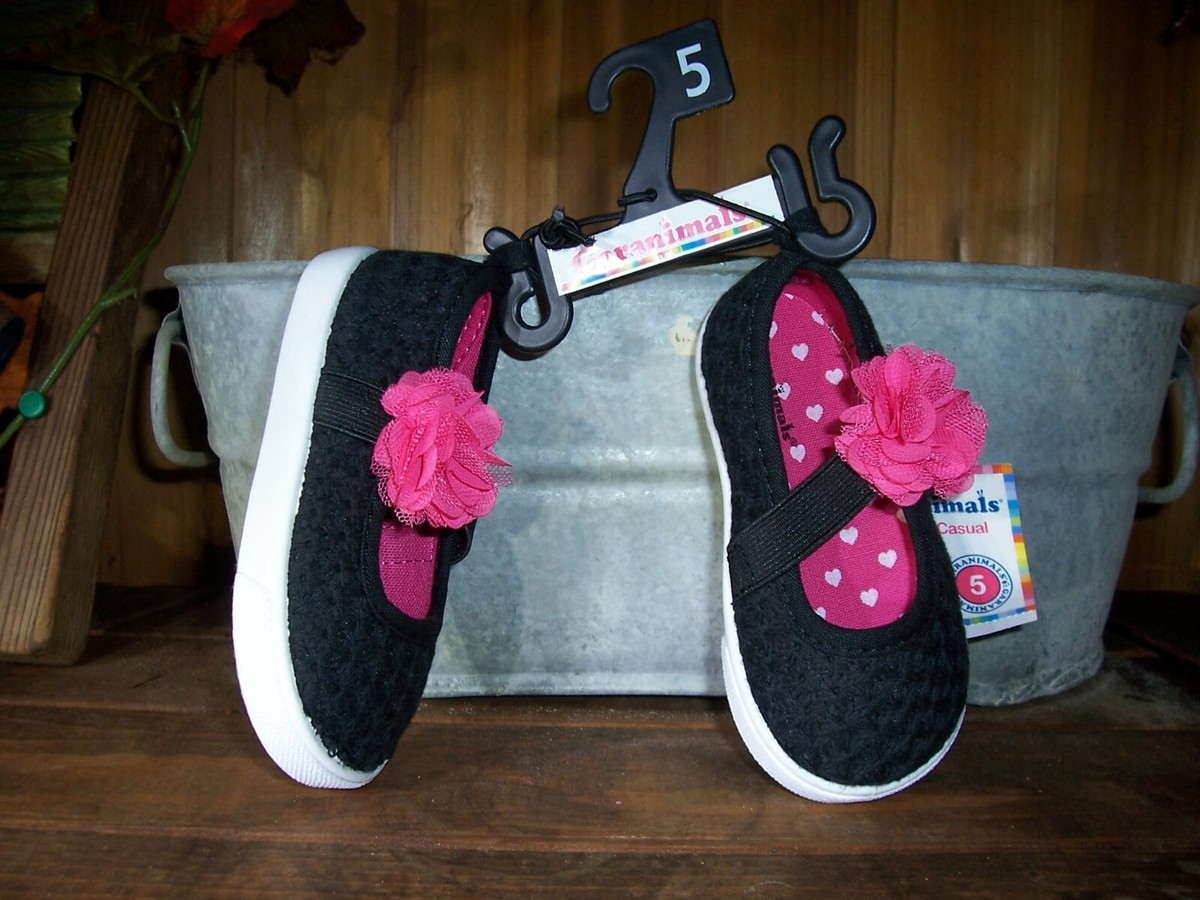 GARANIMALS GIRLS TODDLER ROSE DESIGN SLIPPERS SHOES SIZE BLACK