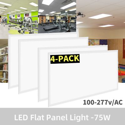 4Pack 2X4 LED Panel 75W Edge-Lit Drop Ceiling Flat Panel LED Light Troffer Light