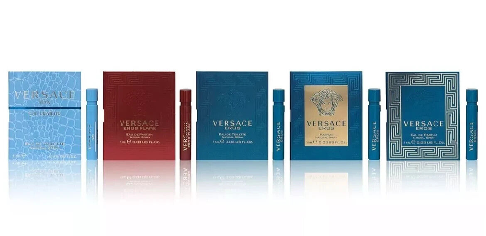 5pc VERSACE ASSORTED SAMPLES for Men 0.03oz / 1.0ml Each Spray NEW ON CARD