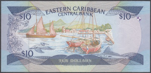 East Caribbean State 10 Dollars 1988-1993 - Saint Kitts & Nevis - UNC - Picture 3 of 3