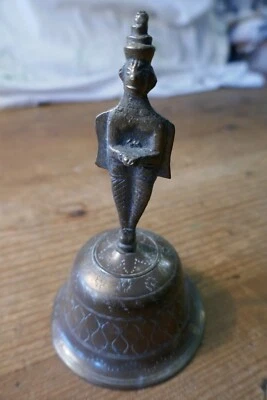 Indian Counter Bell - Brass -Has a good Ting 6 inch tall with Deity as a handle. - Image 1 of 4