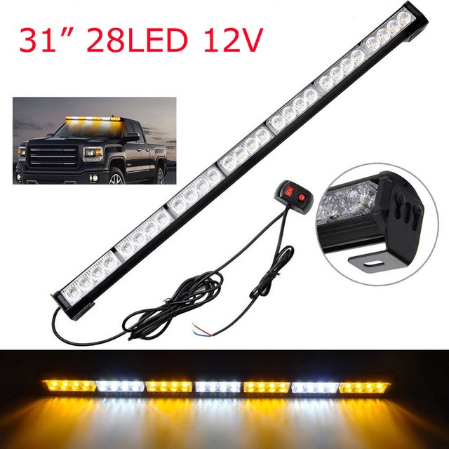 31" 28 12V Waterproof LED Emergency Strobe Light Bar Traffic Advisor