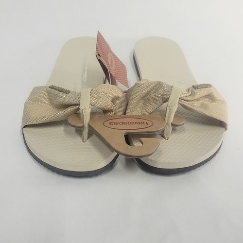 NWT Havaianas Womens St. Tropez Shine Flip Flog Sandal Beige Size 9/10 - Picture 4 of 9