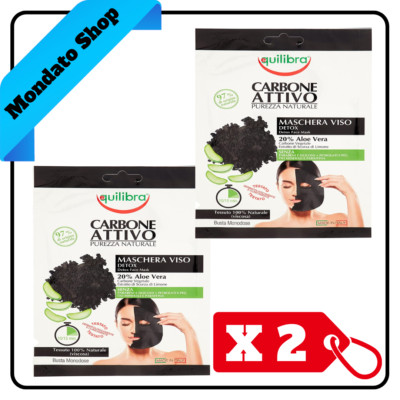 EQUILIBRA GESICHTSMASKE AKTIVKOHLE DETOX STOFF EINZELDOSIS 20gr (X2)