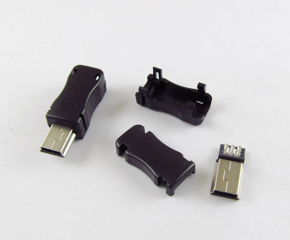 500pcs Mini USB 5 Pin Male Plug Socket Connector with Plastic Cover for DIY - Image 2 of 2