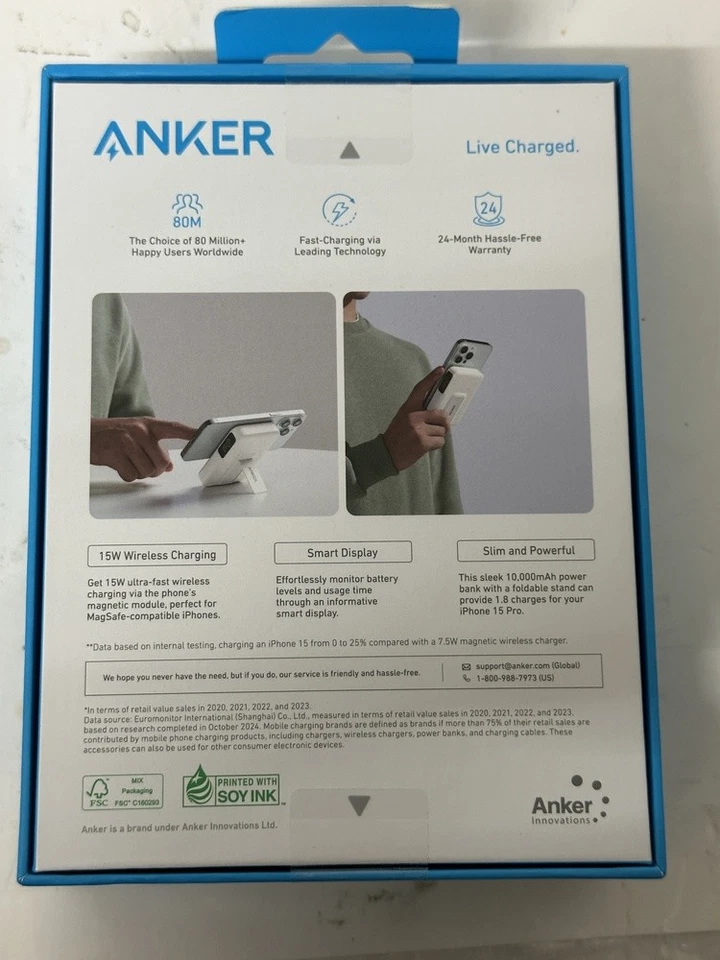 Anker MagGo Power Bank 10K carregamento magnético ultra rápido com tela inteligente (47979) - Imagem 2 de 4