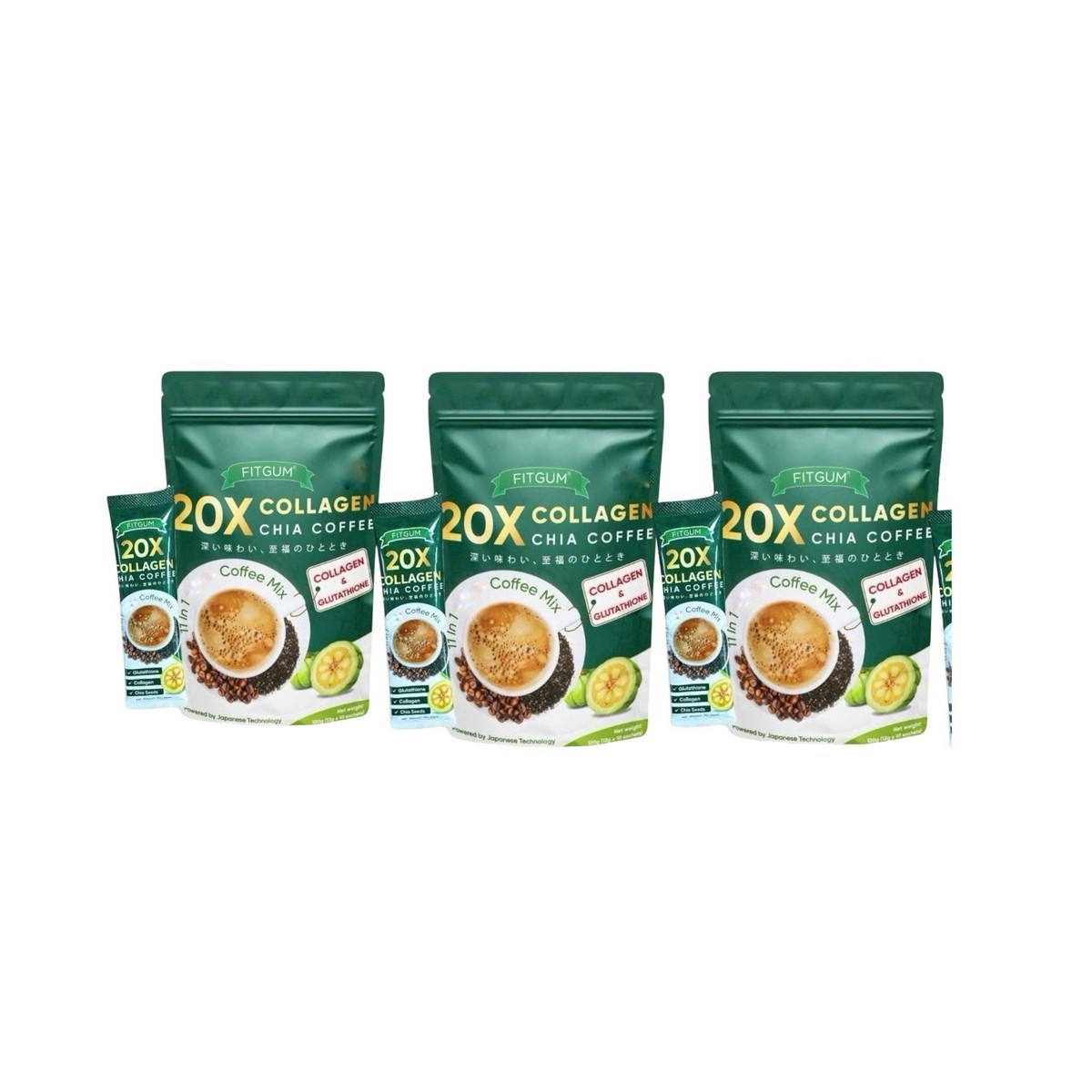 FITGUM Collagen Chia Coffee - 11 in 1 Coffee Mix (3 Packs