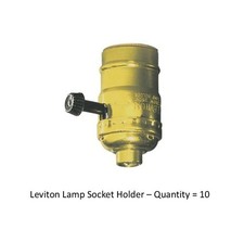 10 Qty - Leviton 051-7090-PG 3-Way Lamp Sockets Medium Base, Turn Knob, 3-Way