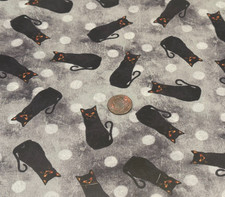 Black Cats*Orange Eyes* on Smoky Gray * Wilmington Prints *100% Cotton* 21" x 8"