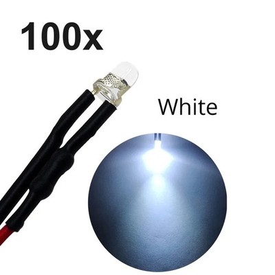 LED Light Single Bulb Pre-Wired Indicator Light Clear 5V-12V DC 3mm Bright Round