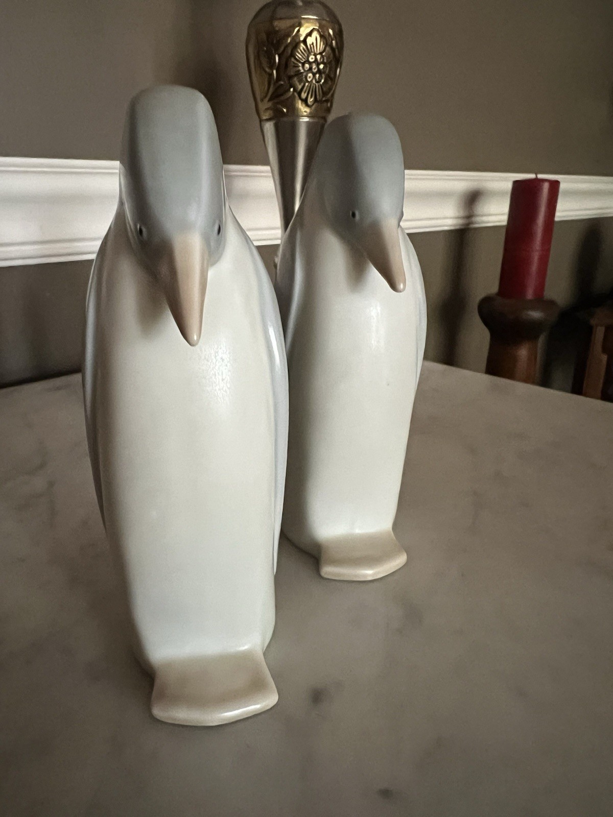 Vtg Porcelain Penguins Crowning Touch Japan Set of 2 5 3/4 in tall, 2 in wide