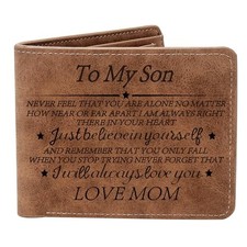 THTCSQ To My Son Gifts,Leather Wallet for Men,Engraved Personalized Leather W...