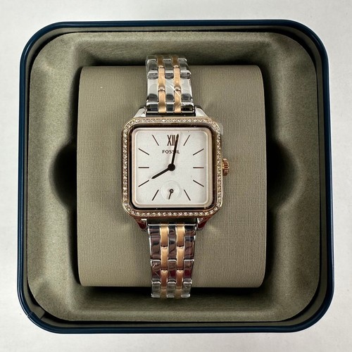 NWT Fossil BQ3907 Colleen Three-Hand Two-Tone 28mm Square Watch - Picture 2 of 9