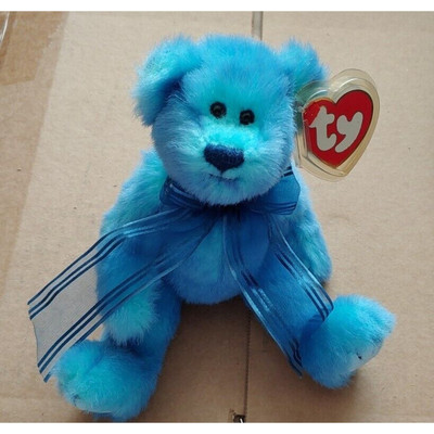 Ty Beanie Baby Bear Azure Blue The Attic Collection ''I'm Blue Without You'' MINT